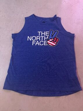 The North Face Girls Americana Peace Patriotic Tank Top Blue Size Large 14/16